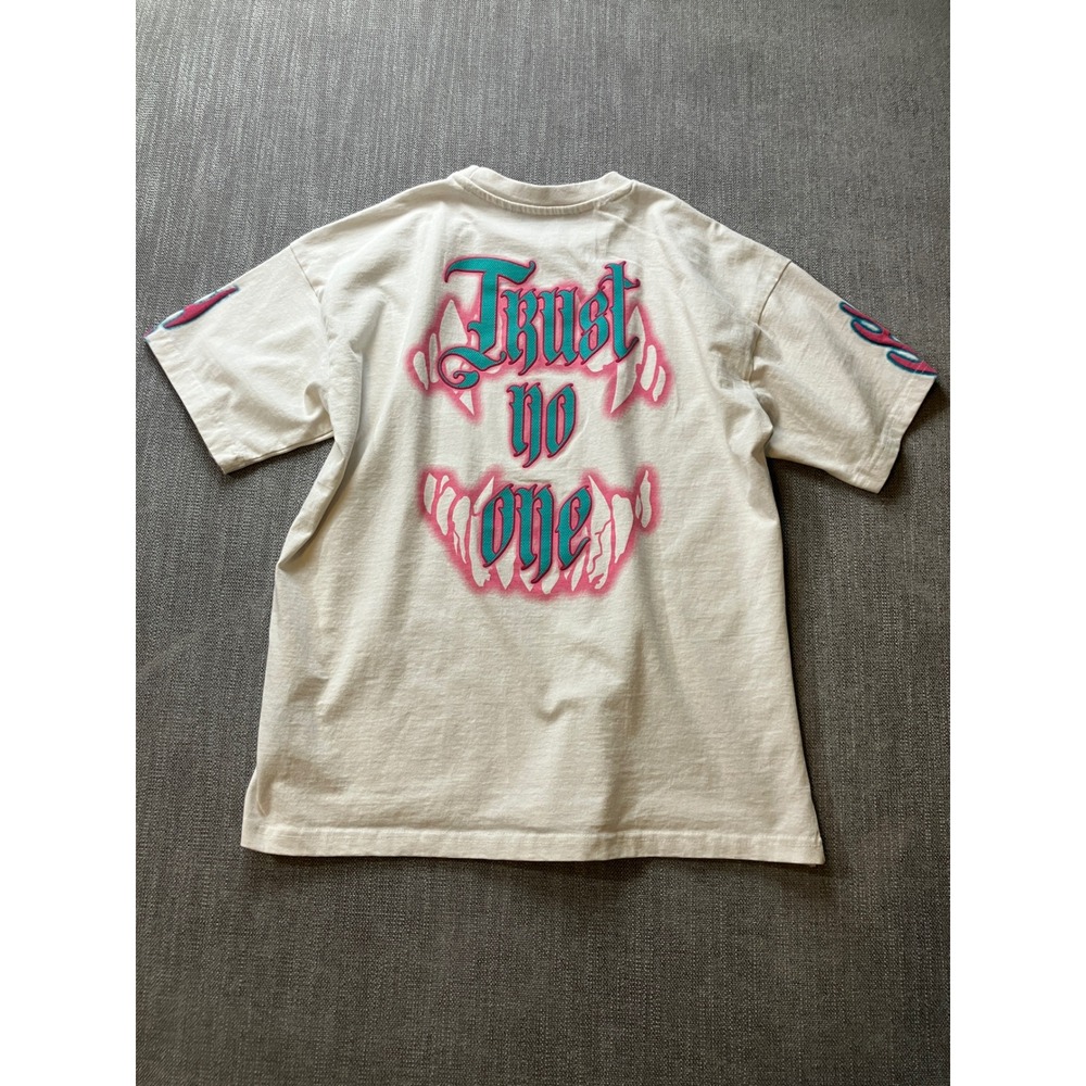 Rebel Minds Trust No One Graphic T-Shirt Cream Teal Pink‎ Boys Large 14/16